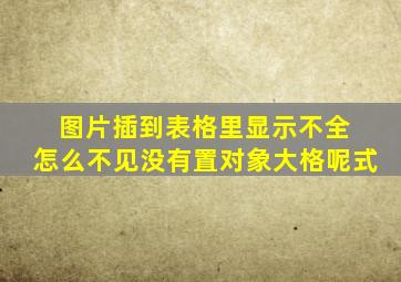 图片插到表格里显示不全 怎么不见没有置对象大格呢式